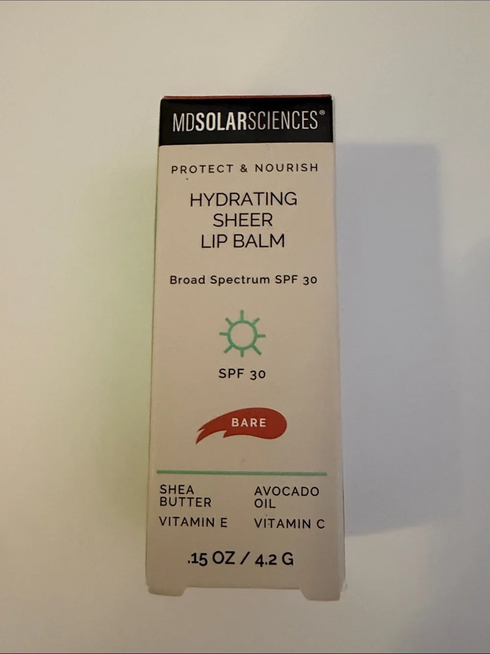 NWT MDSolarSciences Hydrating Sheer Lip Balm SPF 30- Bare